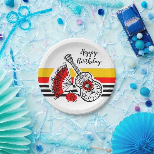 スペインのストライプ土産クラシック誕生日 ペーパープレート