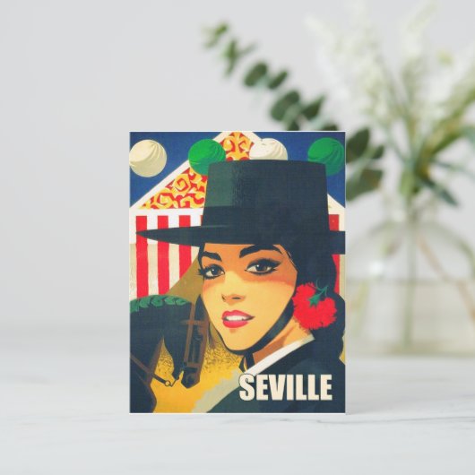 スペインのセビリアスペインの、黒帽子をかぶった少女 ポストカード (スタンド正面)