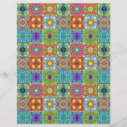 スペインのタイル8.5x11スクラップブック紙シート (正面)