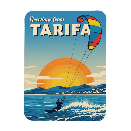 スペインのタリファでのカイトサーフィン旅行 マグネット (縦)