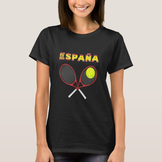 スペインのテニスボールラケットカントリー国旗Espaaプレーヤー Tシャツ (正面)