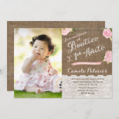 スペインのバプテスマのバプテスマの最初の誕生日の写真 招待状 (正面/裏面)