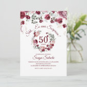 スペインのバラとバーガンディーのサプライズ誕生日 招待状 (スタンド正面)