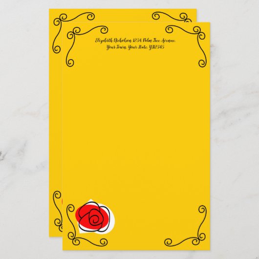 スペインのバラコーナー文字紙5.5 x 8.5 (正面/裏面)