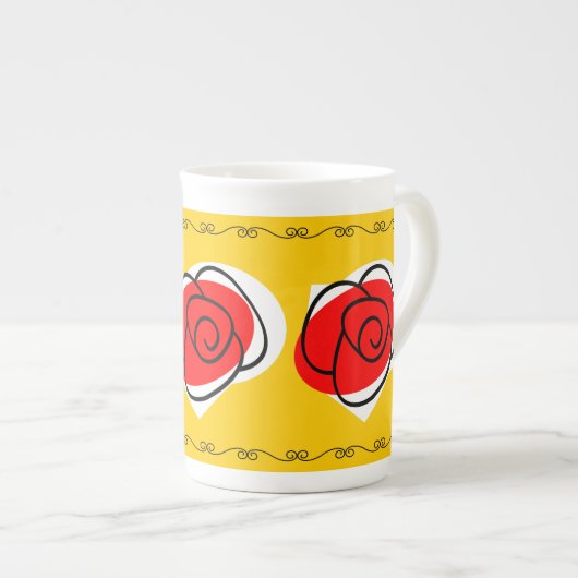 スペインのバラ縁どトリオMUG骨中国 ボーンチャイナマグカップ (正面右)