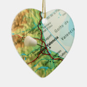 スペインのバレンシアの都市を指すピン付きの地図 セラミックオーナメント (右)