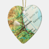 スペインのバレンシアの都市を指すピン付きの地図 セラミックオーナメント (左)