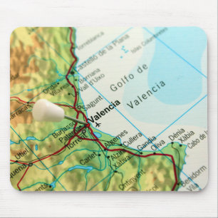 スペインのバレンシア市を指すピンによって地図を描いて下さい マウスパッド