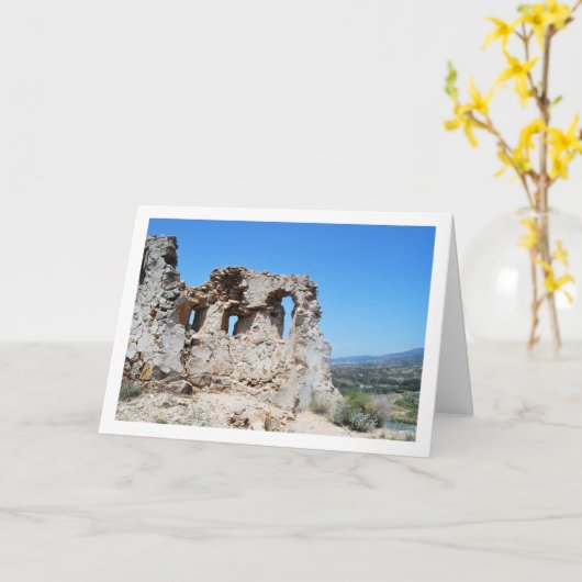 スペインのバレンシア、ドメニョ・ヴィエホに古いドメニョ城 カード (黄色い花)