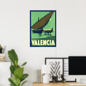 スペインのバレンシア、漁船と海の風景、ヴィンテージ ポスター (ホームオフィス)