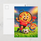 スペインのパエリアとイタリアのピザのサッカー対決 ポストカード (正面/裏面)