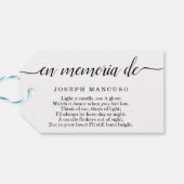 スペインのパーソナライズされた葬メッセージカード ギフトタグ (裏面横)