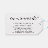 スペインのパーソナライズされた葬メッセージカード ギフトタグ (正面(横))