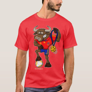 スペインのフットボールのワールドカップのチャンピオンBull Tシャツ