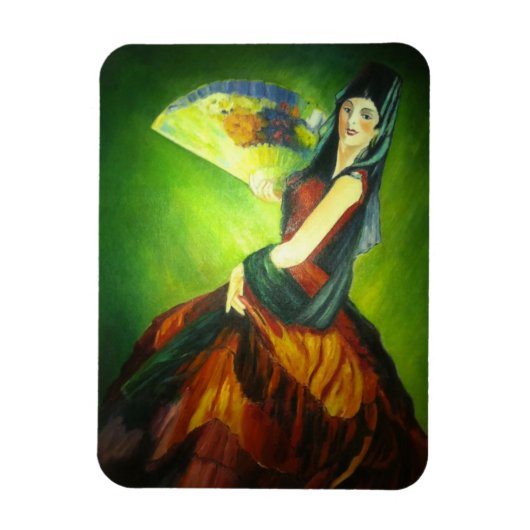 スペインのフラメンコダンサー絵画 マグネット (縦)
