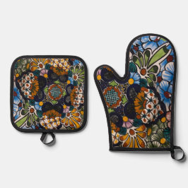 スペインのフローラプリント 鍋つかみ&鍋敷きセット