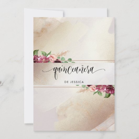 スペインのブルゴーニュ、赤面、シャンパンキンセアニラ 招待状 (裏面)