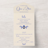 スペインのブルーシャンパンハートメキシ結婚カン オールインワン招待状 (内側)