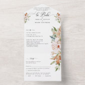 スペインのベージュアーストーンフローラ結婚の涙RSVP オールインワン招待状 (内側)