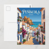 スペインのペニスコーラの路地 ポストカード (正面/裏面)