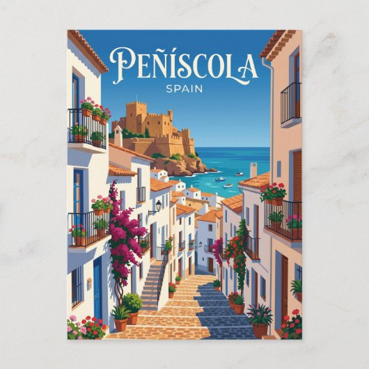 スペインのペニスコーラの路地 ポストカード (正面)