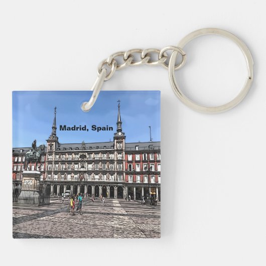 スペインのマドリッドにある広場の漫画アート キーホルダー (裏面)