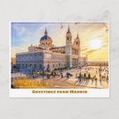 スペインのマドリードにあるアルムデナ大聖堂モダン ポストカード (正面)