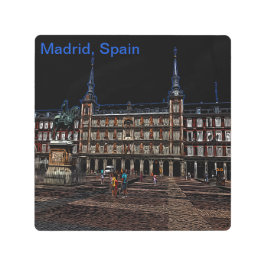 スペインのマドリードにある広場のネオン・アート メタルプリント