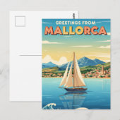 スペインのマヨルカ島からの挨拶 旅行 ポストカード (正面/裏面)