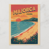 スペインのマヨルカ島のビンテージ ビーチの旅行記念品 シーズンポストカード (正面)