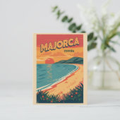 スペインのマヨルカ島のビンテージ ビーチの旅行記念品 シーズンポストカード (スタンド正面)