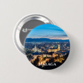 スペインのマラガにあるマラガ大聖堂の夜景 缶バッジ (正面&裏面)