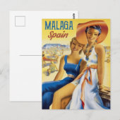 スペインのマラガのビーチの女の子 ポストカード (正面/裏面)