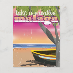 スペインのマラガの旅行ポスター ポストカード