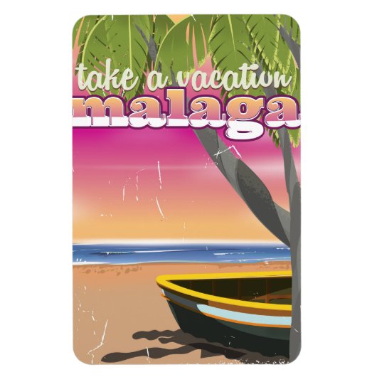スペインのマラガの旅行ポスター マグネット (縦)