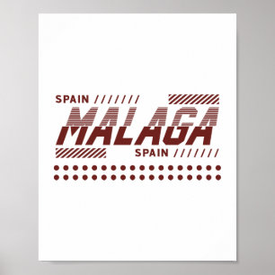 スペインのマラガ モダンな都会のタイポグラフィデザイン ポスター