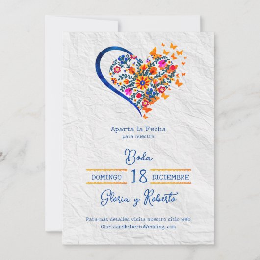 スペインのメ結婚キシコカラフルンの日救付 招待状 (正面)