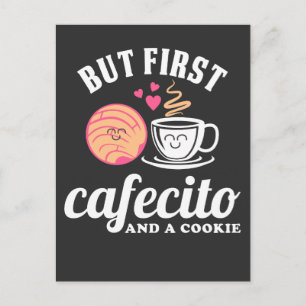 スペインのラティーナ コーヒー でもまずは小さなコーヒーとクッキー ポストカード