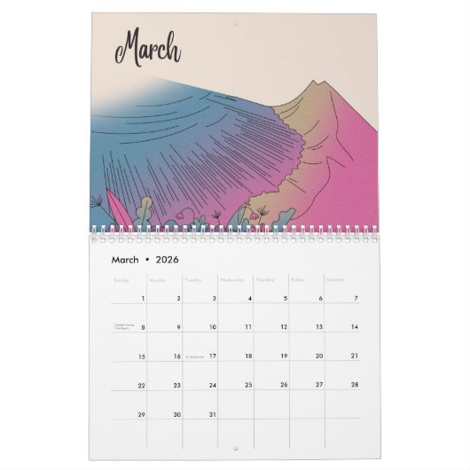 スペインのランドマーク予定表 カレンダー (3月 2026)