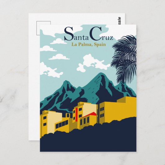 スペインのラ・パルマ島サンタクルスにある家 ポストカード (正面/裏面)