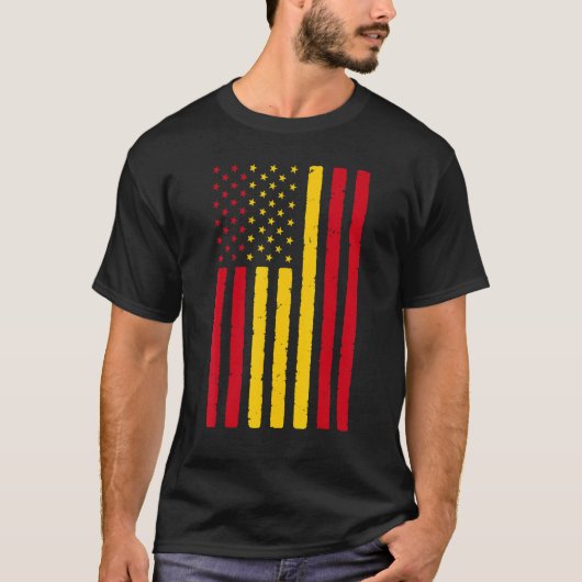 スペインのルーツアメリカ国旗伝統ハーフスペインのアメリカ Tシャツ (正面)