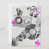 スペインのレトロミュージックAny Ageブラック&ピンク誕生日 招待状 (裏面)