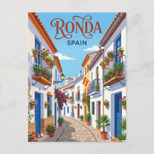 スペインのロンダの路地 ポストカード (正面)