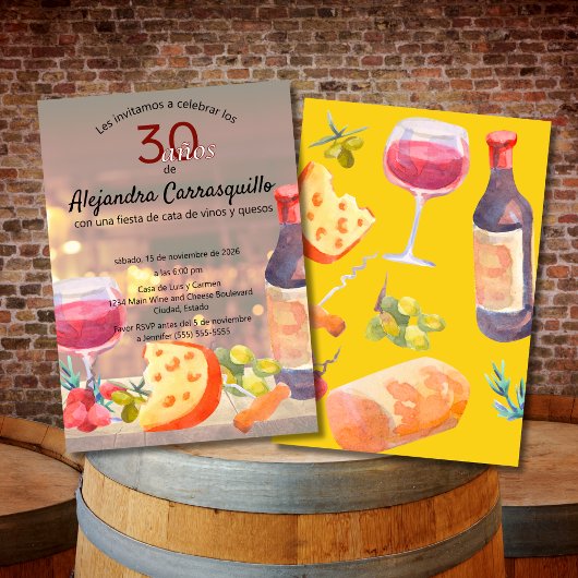 スペインのワインとチーズのテイスティング30歳の誕生日パーティー 招待状