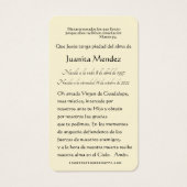 スペインのヴァージンメアリーバラ宗教的祈りの言葉カード (裏面)