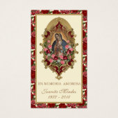 スペインのヴァージンメアリーバラ宗教的祈りの言葉カード (正面)