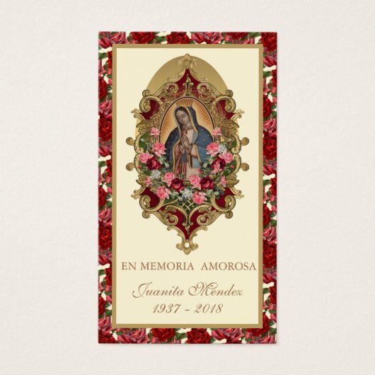 スペインのヴァージンメアリーバラ宗教的祈りの言葉カード (正面)