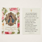 スペインのヴァージンメアリーバラ宗教的祈りの言葉カード (正面&裏面)