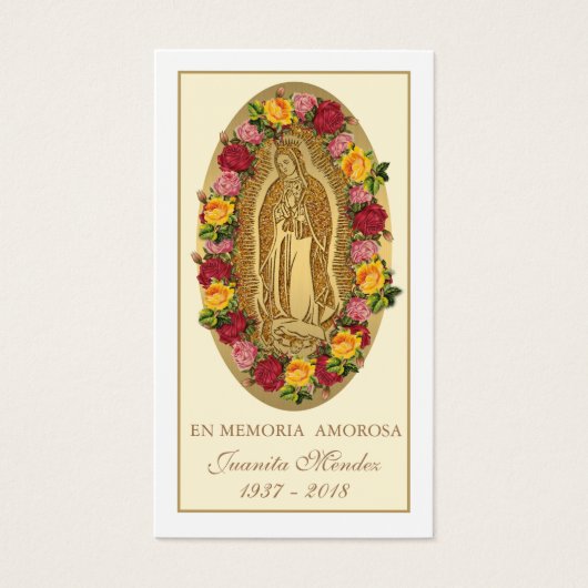 スペインのヴァージンメアリーバラ葬儀祈りの言葉カード (正面)