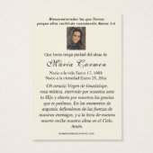スペインのヴァージンメアリー葬儀記念祈りの言葉カード (裏面)
